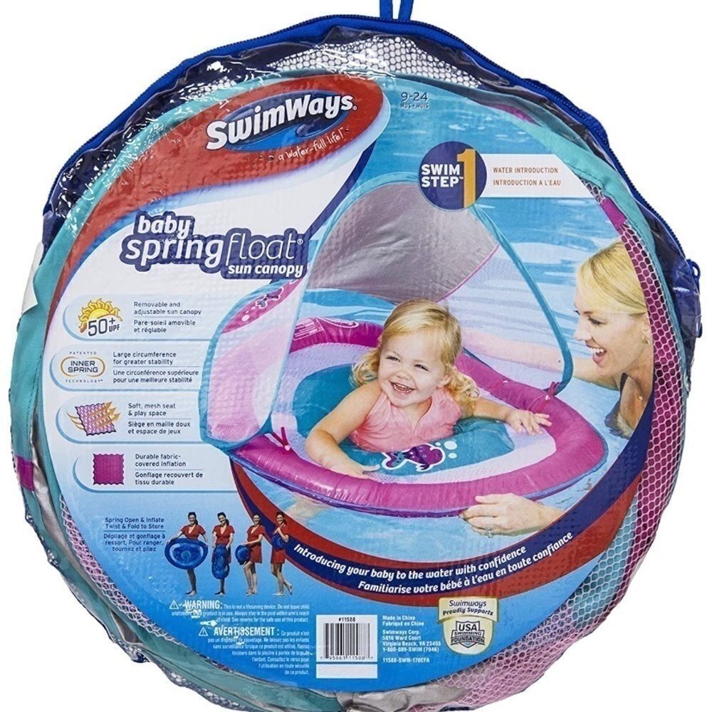 Swimways Baby Spring Float Sun Canopy - Pink fish‎ - Picture 2 of 3
